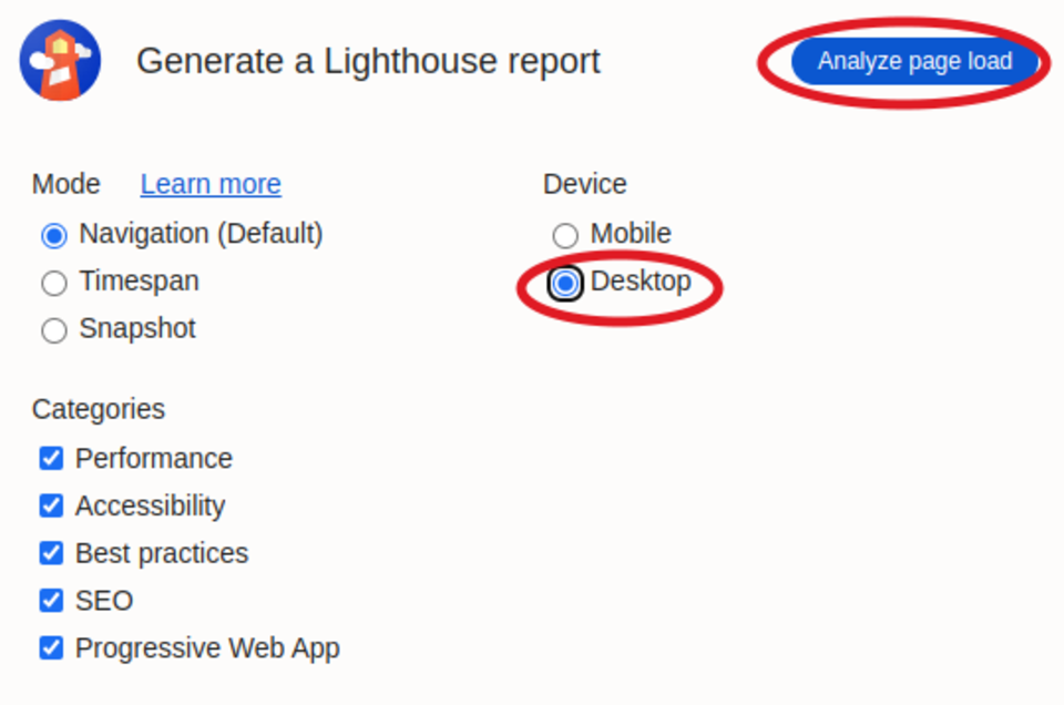 LightHouse start analyze